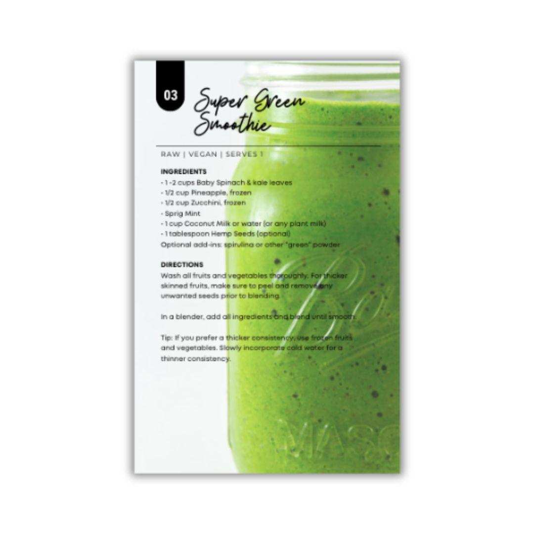 A page from our Parasite Cleanse Recipe E-Book showing a recipe for a Green Smoothie