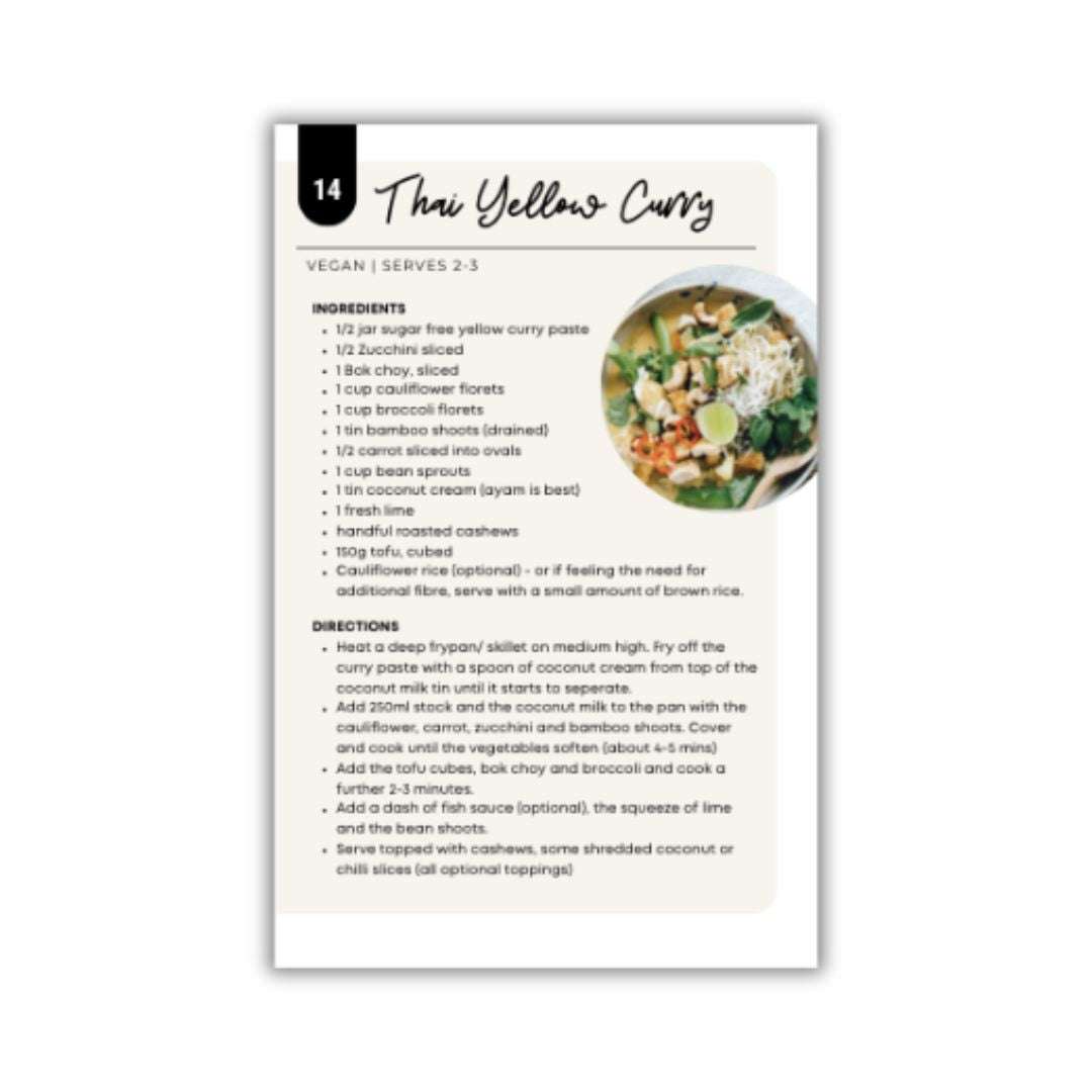 A page from our Parasite Cleanse Recipe E-Book showing a recipe for Thai Yellow Curry